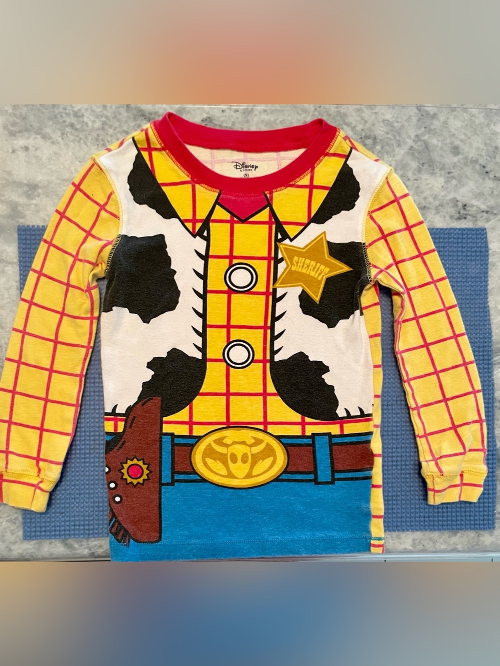 Disney Woody-Inspired Sheriff Print Long Sleeve Tee - Yellow/Red/Blue/Black